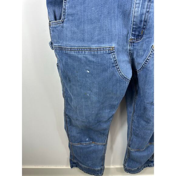 Carhartt Double Knee Denim Overalls Carpenter Workwear Utility 42x30 Distressed - Picture 15 of 16